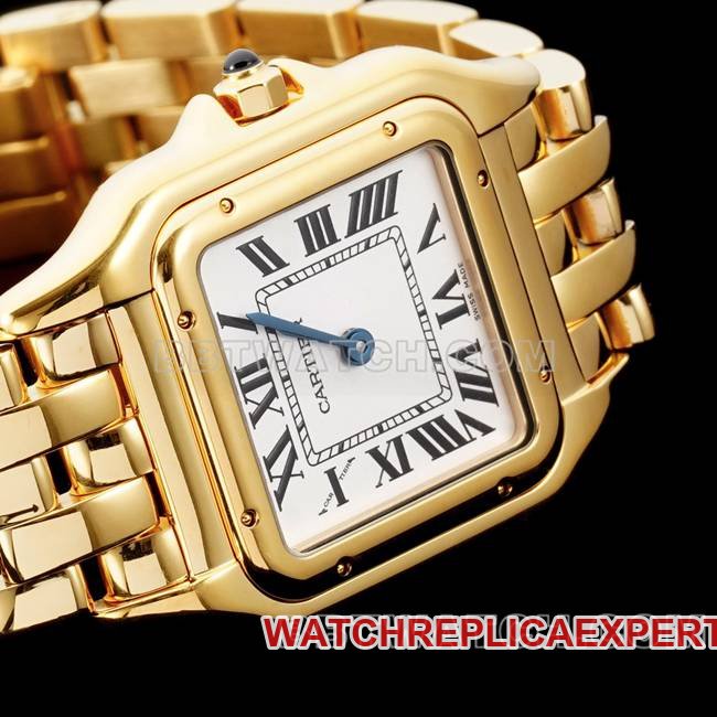 top-tier replica watch cheetah BBa factory Cartierwhite dialyellow goldsteel braceletquartzfront live photo