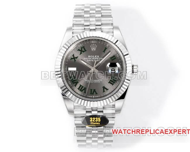 Rolex Datejust 41 mm JF Factory mit grauem Zifferblatt, römischen Ziffern und mechanischem Uhrwerk 3235 — detailed review and buying guide | Watch Replica Expert