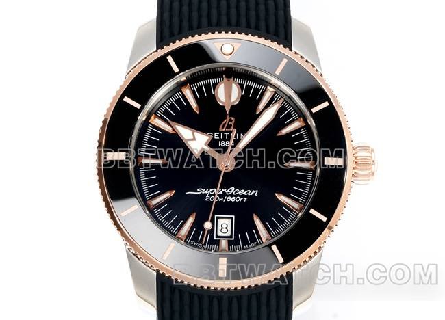 top-tier replica watch super ocean culture BLS factory Breitlingblack dial rubber braceletfront live photo
