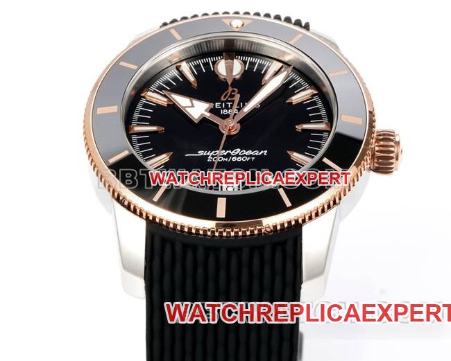 top-tier replica watch super ocean culture BLS factory Breitlingblack dial rubber braceletfront live photo