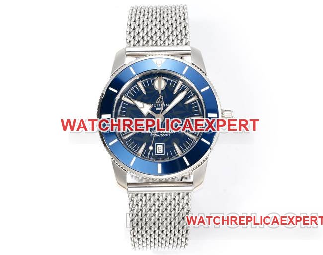 Breitling Super Ocean Culture da BLS Factory, mostrador azul, pulseira de aço inoxidável, moldura incrustada em cerâmica — detailed review and buying guide | Watch Replica Expert