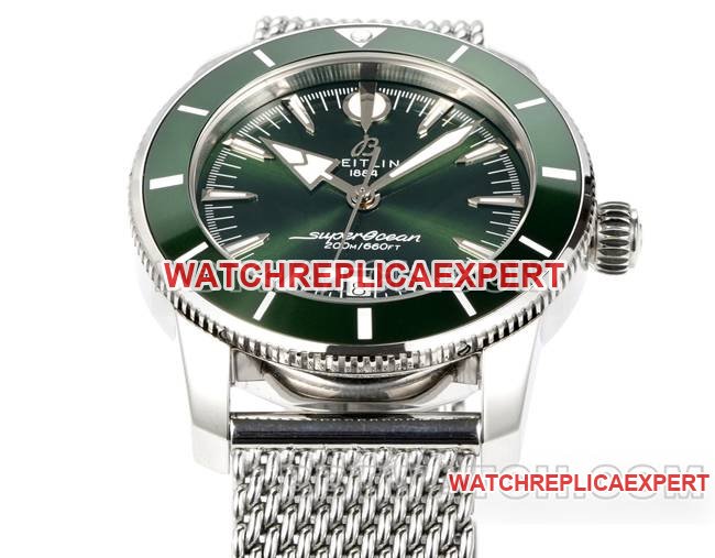 BLS factory best replica watch super ocean culture Breitlinggreen dial steel braceletfront live photo