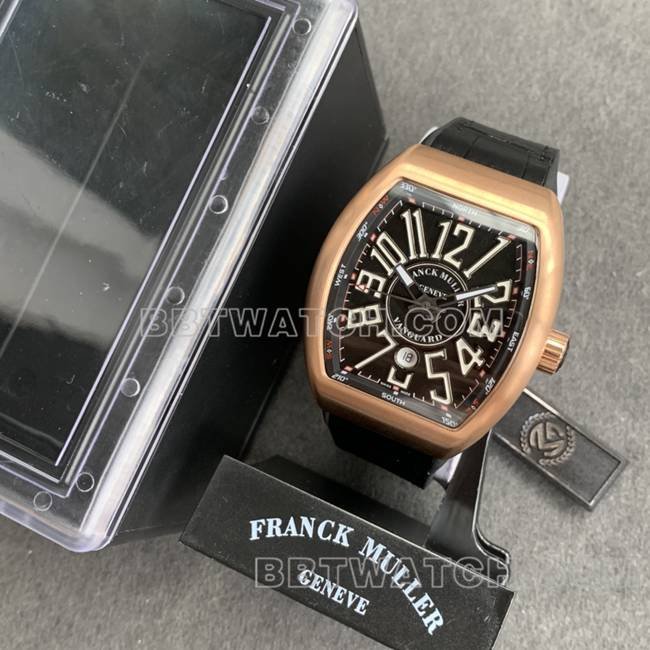 Frank Muller ABF factory top-tier replica watch V45black dial gold case leather braceletfront live photo