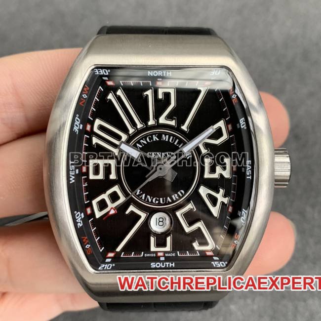 Montre réplique 1:1 Franck Muller ABF Factory V45 à cadran noir et bracelet en cuir — luxury replica watch guide | Watch Replica Expert