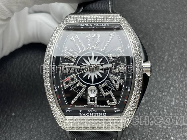 Franck Muller 1:1replica watch ABF factory V45black dial diamond case leather bracelet — luxury replica watch guide | Watch Replica Expert