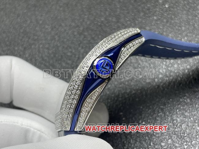 Frank Muller Super Clone Watch ABF Factory V45 Diamond Disc Diamond Case Blue Leather Braceletside Live Photo