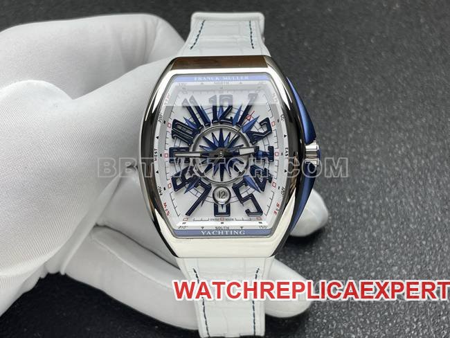 1:1 Replik-Uhr V45 Franck Muller ABF Factory, weißes Zifferblatt, weißes Lederarmband, 44 x 54 mm — detailed review and buying guide | Watch Replica Expert