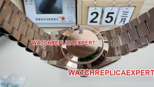 Super clone watch VS FactoryRolexDay-Date rose goldsteel braceletcaseback live photo