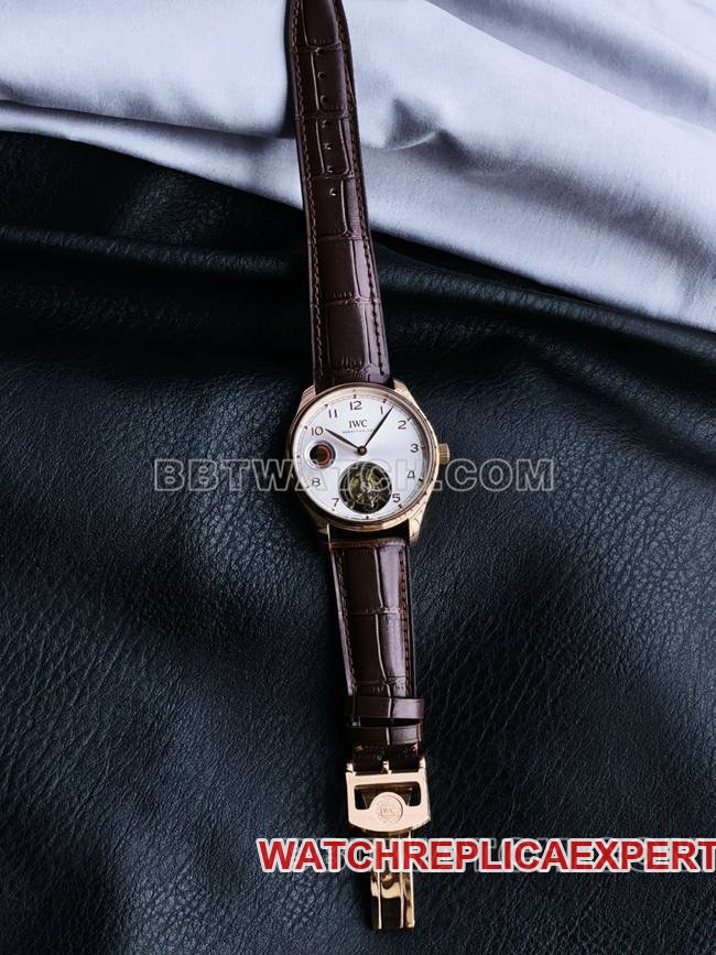 IWC Portugieser Rose Gold White Dial Flying Tourbillon 42mm TUR Factory Super Clone Watch — luxury replica watch guide | Watch Replica Expert