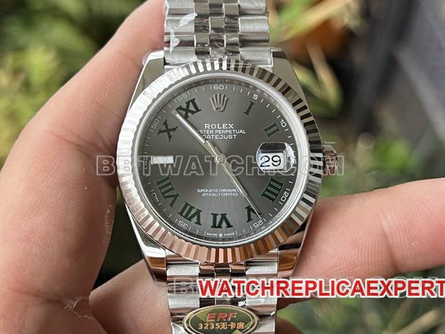 Relógio Super Clone ERF Factory Rolex Datejust 41mm Rolex 41mm Mostrador Cinza 3235 Placa Cinza Mecânica — luxury replica watch guide | Watch Replica Expert