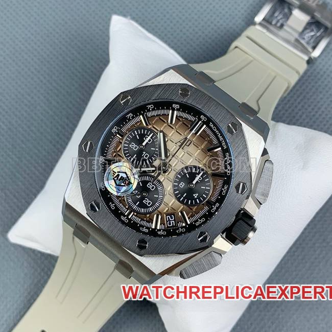 top-tier replica watch APS factory Royal Oak offshore type Audemars Piguet light brown plate 26420front live photo