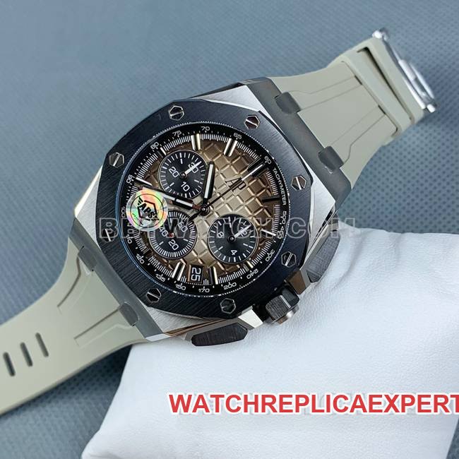 top-tier replica watch APS factory Royal Oak offshore type Audemars Piguet light brown plate 26420front live photo