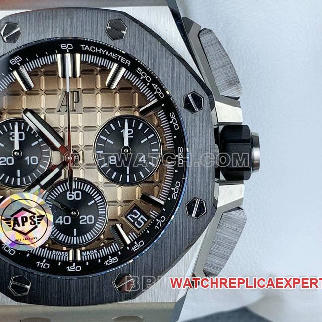 top-tier replica watch APS factory Royal Oak offshore type Audemars Piguet light brown plate 26420front live photo