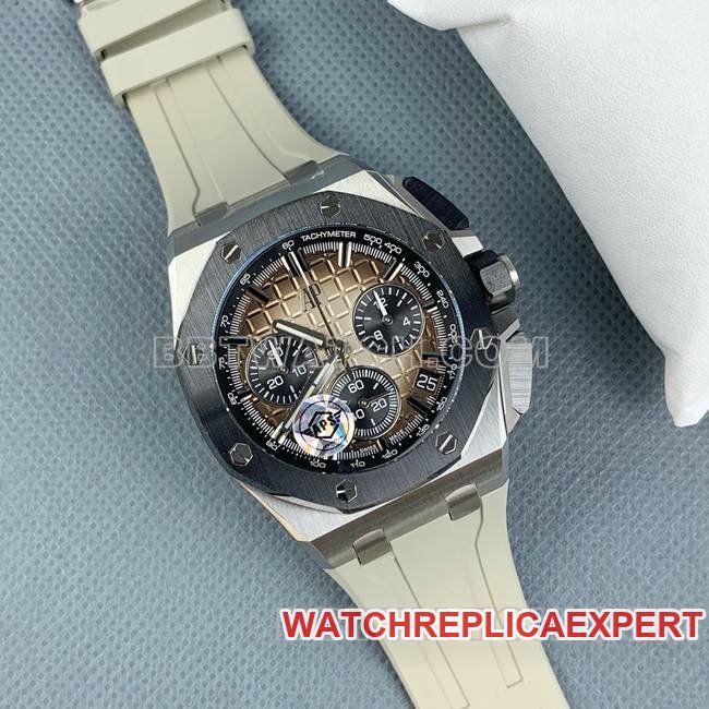 top-tier replica watch APS factory Royal Oak offshore type Audemars Piguet light brown plate 26420front live photo