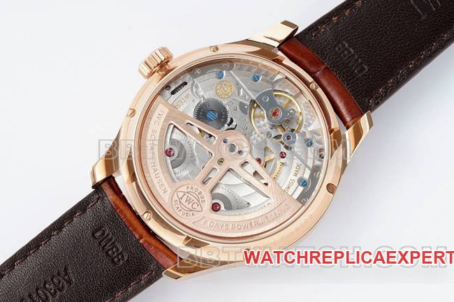 Super clone watch APS factory Portugal IWC perpetual calendar white dialrose goldcaseback live photo