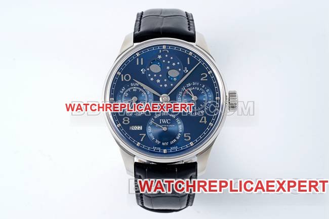 APS Factory IWC Portugieser Calendário Perpétuo Mostrador Azul Pulseira Preta Sincronização Completa Sincronizada OEM — luxury replica watch guide | Watch Replica Expert