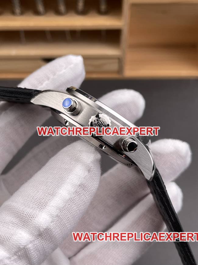 Super clone watch APS factory pilot IWC black dialchronograph leather bracelet positive side live photo