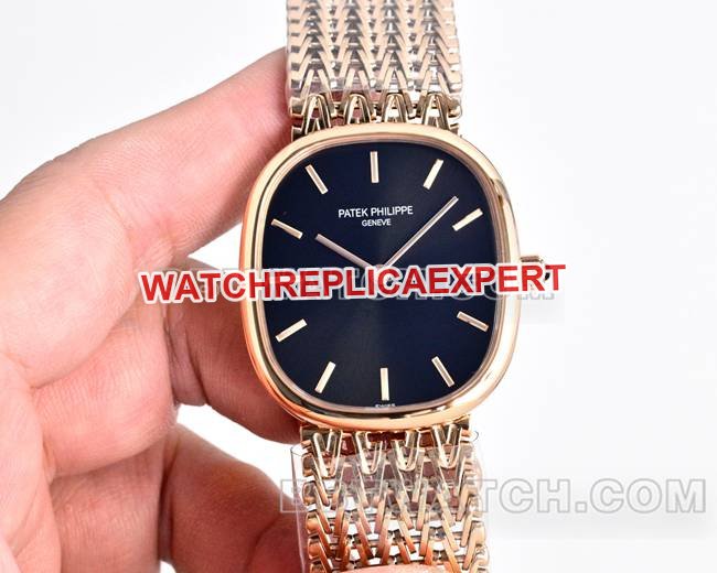 Patek Philippetop-tier replica watchGOLDEN ELLIPSEblack dialrose gold5738front live photo