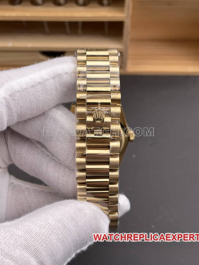 1:1replica watch QF factory Day-DateRolex smoked green dialyellow gold2836 mechanical 36mmbraceletlive photos