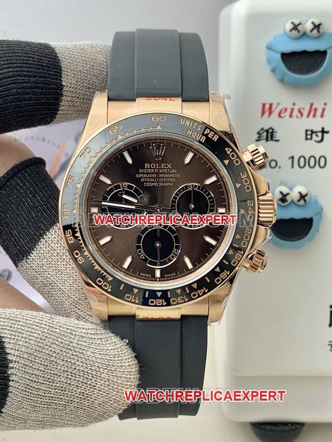 Réplica de relógio Rolex Daytona QF Factory 1:1, mostrador cor de café, ouro rosa 18k 4131 mecânico — luxury replica watch guide | Watch Replica Expert