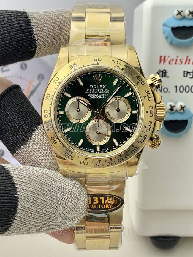 Rolex QF Factory Daytona Super Clone Reloj Esfera Verde Oro Amarillo 4131 Movimiento Mecánico — detailed review and buying guide | Watch Replica Expert