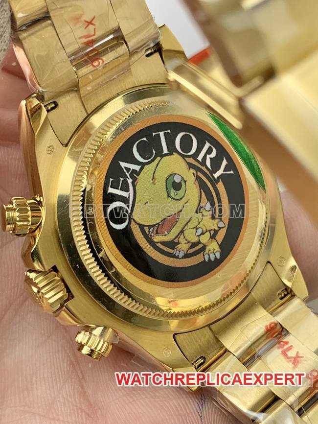 Super clone watch QF factory DaytonaRolexgreen dialyellow gold4131 mechanical caseback live photo