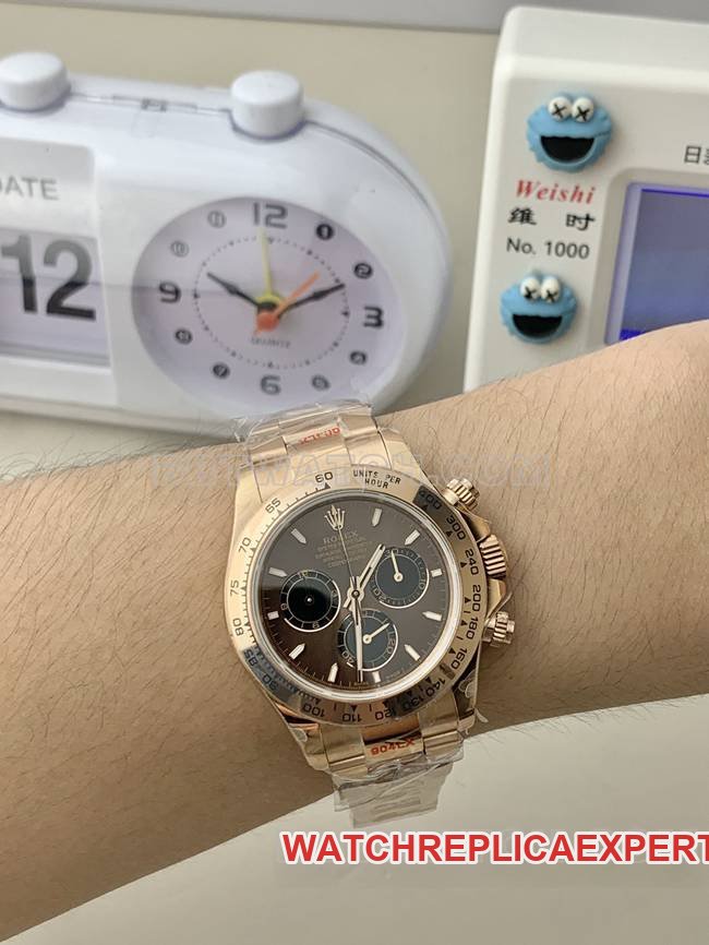 Best replica watch QF factory DaytonaRolex brown dial rose gold4131 mechanical wear live photos
