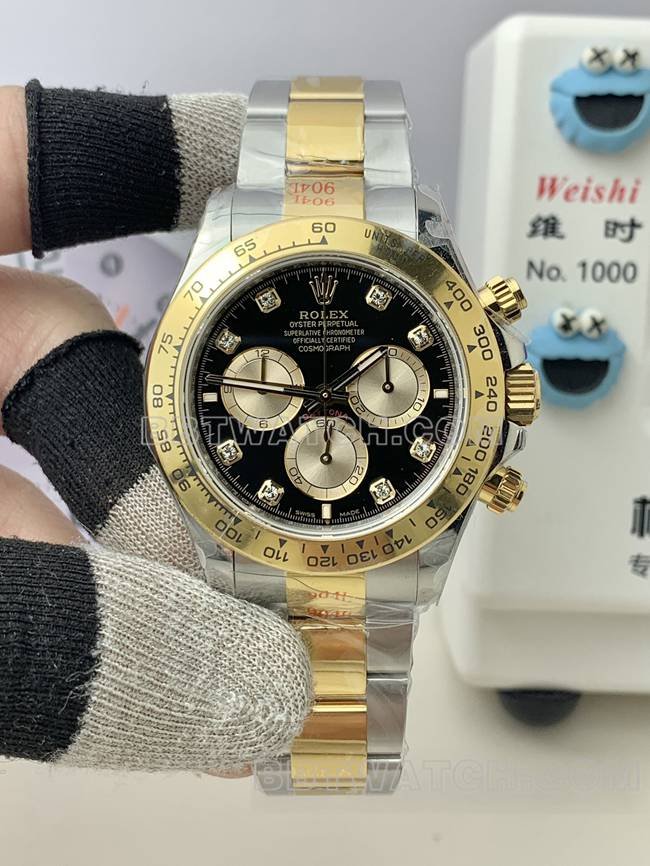 QF Factory Top-Tier Réplica Rolex Daytona Mostrador Preto 4131 Pulseira Mecânica de Ouro com Movimento de Enrolamento Bidirecional Estável — luxury replica watch guide | Watch Replica Expert