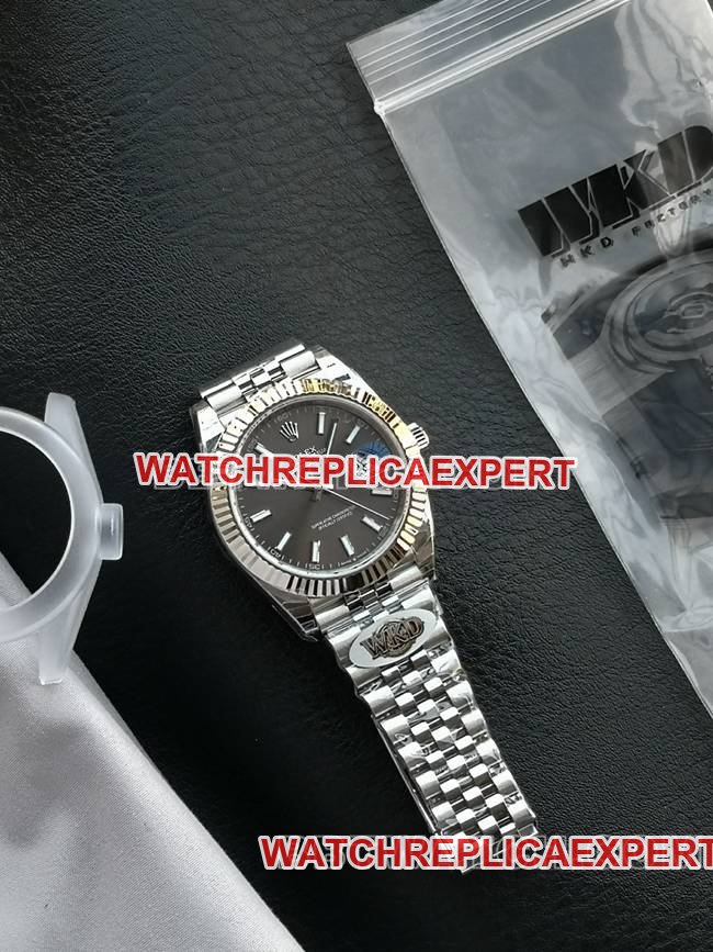 WKD Factory Best Replica Watch Log Diary Rolex 41mm Gray Dial 126331 Front Real Shot