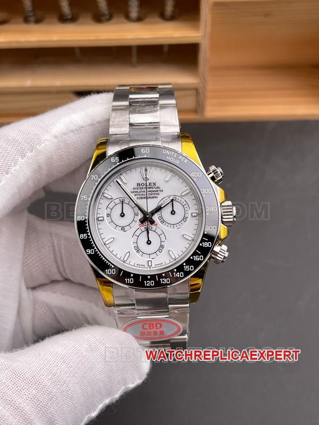 Rolex Daytona CBD Factory Super Clone – White Dial, 4131 Mechanical Movement, Black Ceramic Bezel