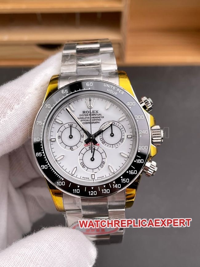 Top replica Rolex Daytona CBD factory white dial 4131 mechanical front actual product photo
