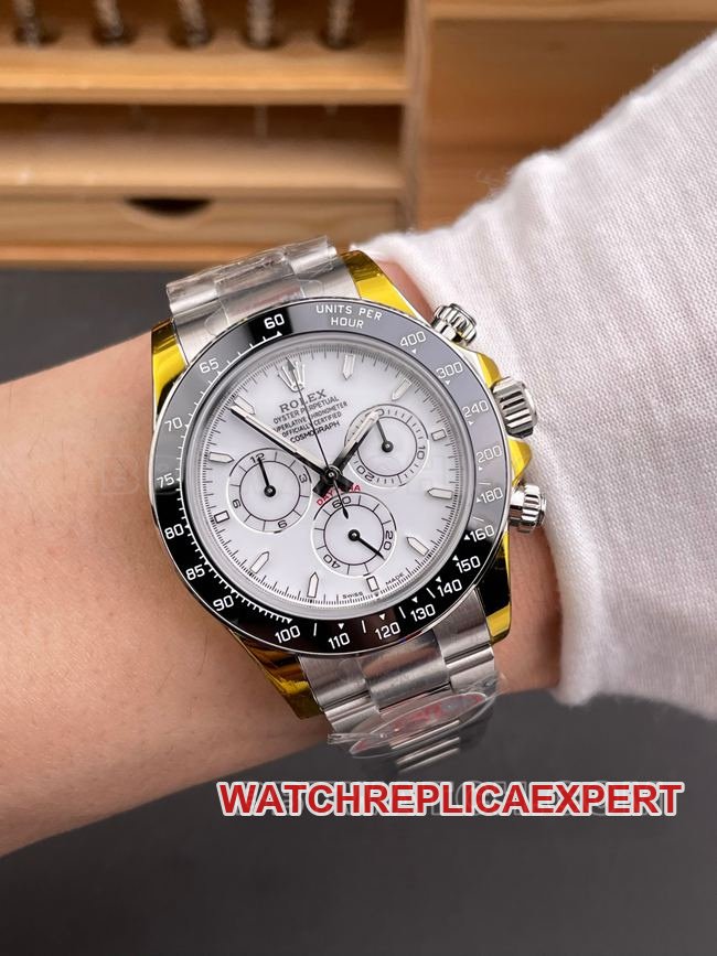 Top replica Rolex Daytona CBD factory white dial 4131 mechanical watch real wear photos