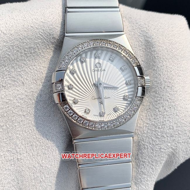 Super clone Omega Constellation 28mm white dial quartz watch, real shot photos