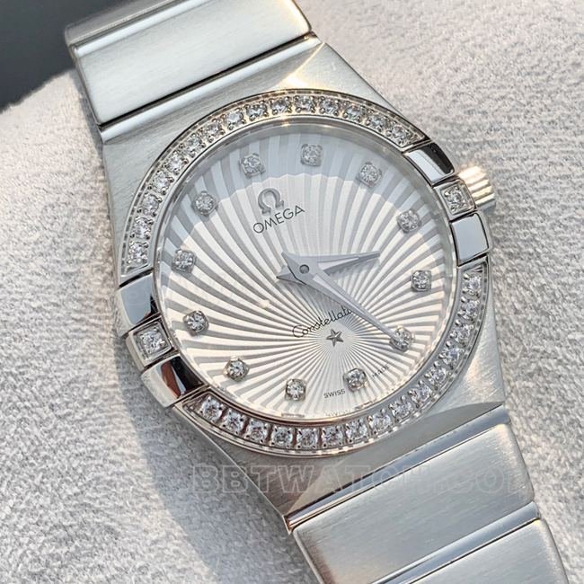 Super clone Omega Constellation 28mm white dial quartz watch, real shot photos