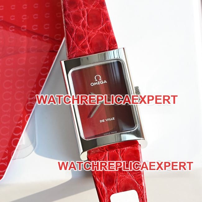 Reloj elegante de cuarzo con esfera roja rica Omega De Ville y correa de cuero a juego — detailed review and buying guide | Watch Replica Expert