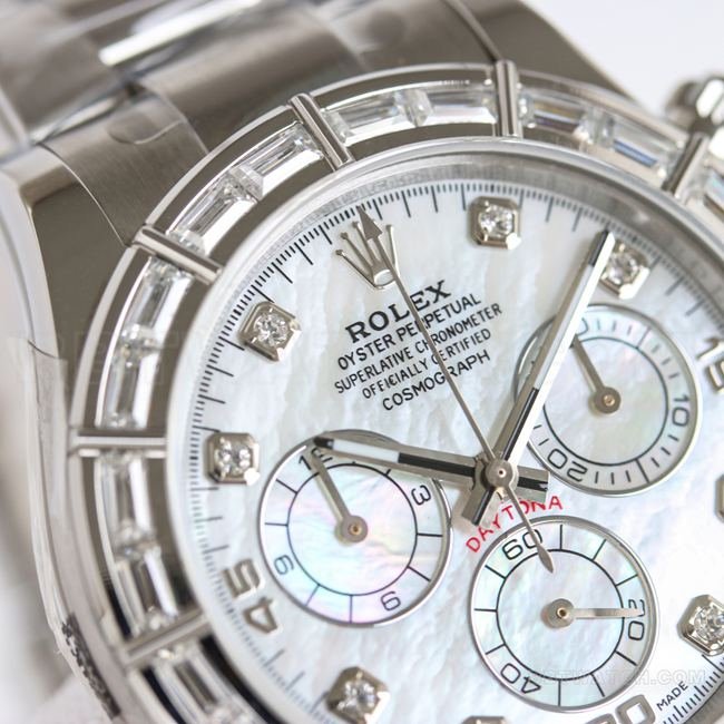 Best replica watch PPM factory DaytonaRolex white mother-of-pearl dial 4130 mechanical front live photo