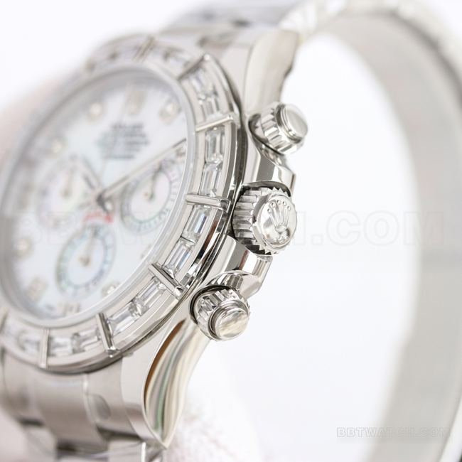 Best replica watch PPM factory DaytonaRolex white mother-of-pearl dial 4130 mechanical side live photo