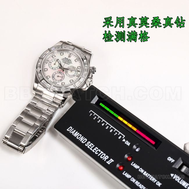 Best replica watch PPM factory DaytonaRolex white mother-of-pearl dial 4130 mechanical front live photo