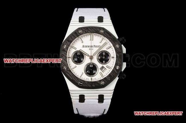1:1replica watch Diw factory Royal OakAudemars Piguetwhite dialchronograph mechanical front live photo