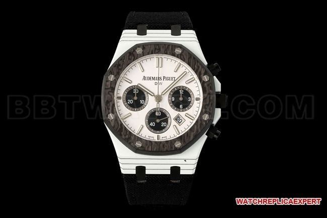 Diw Factory Royal Oak Audemars Piguet Chronograph mit weißem Zifferblatt und Carbonfaser-Lünette — luxury replica watch guide | Watch Replica Expert