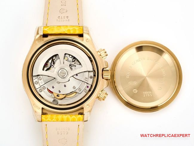 Best replica watch Rolex Daytona yellow mother-of-pearl disc diamond bezel116519caseback live photo