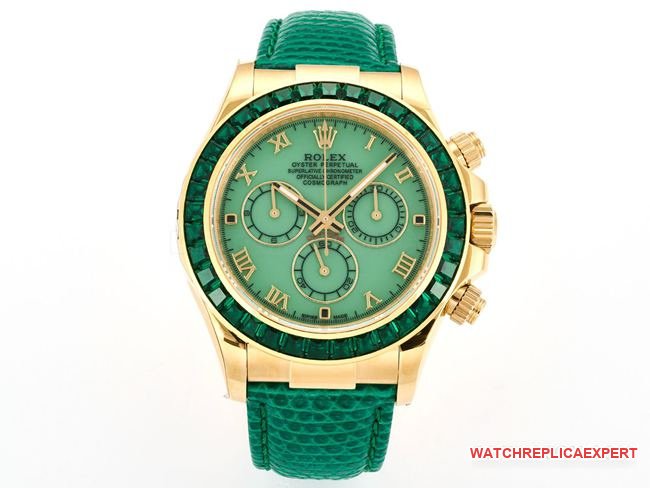 Rolex Daytona 116519 Reloj superclon con anillo de diamantes y esfera de nácar verde, escala romana de 40 mm, movimiento 4801 o 4130 — luxury replica watch guide | Watch Replica Expert