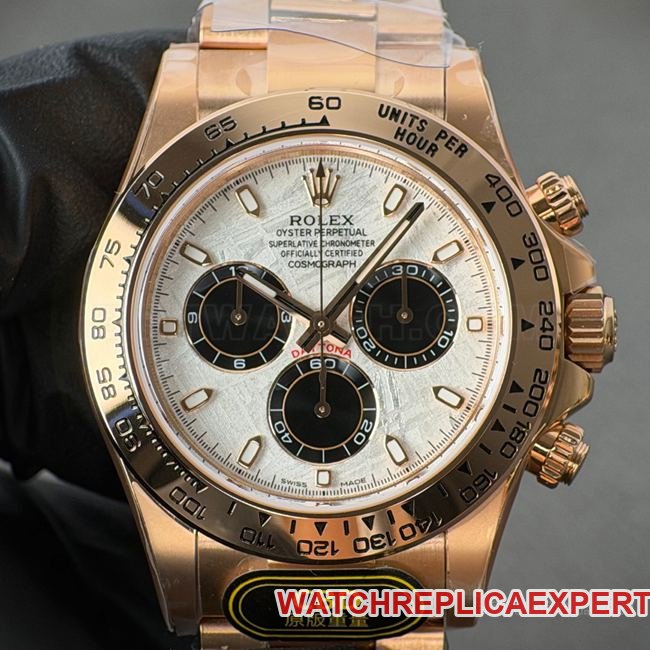 Best replica watch DaytonaCBD factory Rolexrose gold case meteorite disc 4130front live photo