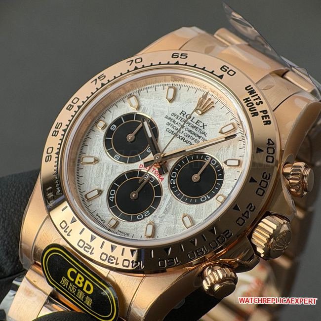Best replica watch DaytonaCBD factory Rolexrose gold case meteorite disc 4130front live photo