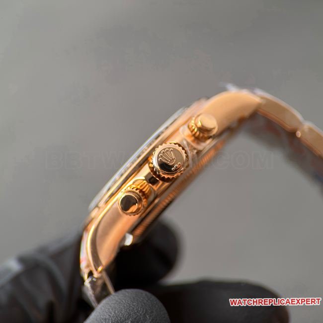 CBD Factory Daytona optimal replica watch Rolexrose gold Le Mans black dial4132side live photo