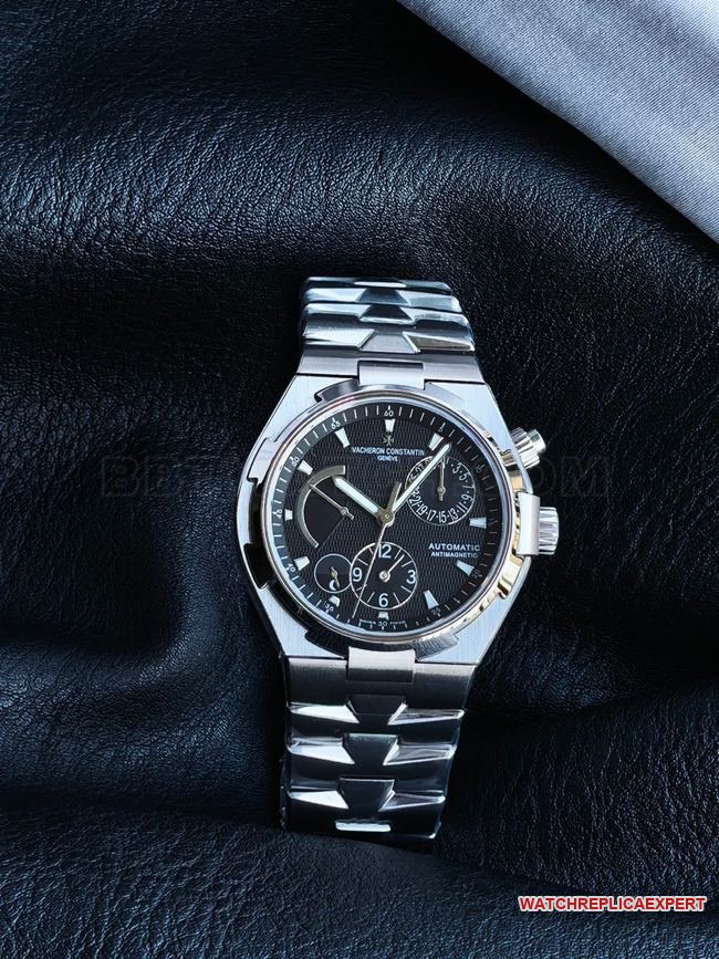 Hochwertige Nachbildung der Vacheron Constantin Overseas 47450 aus Edelstahl mit schwarzem Zifferblatt – KR-Werkssaphirglas — luxury replica watch guide | Watch Replica Expert