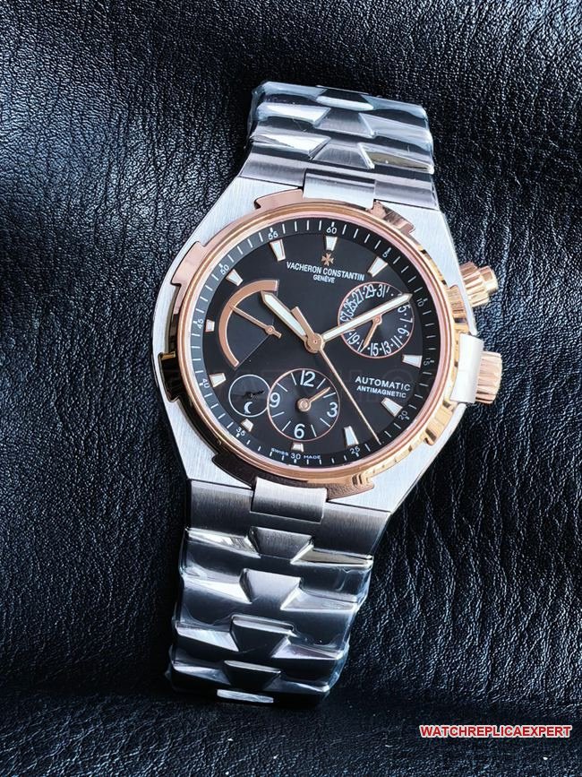top-tier replica watch KR factory across the world Vacheron Constantinrose goldblack dial47450front live photo