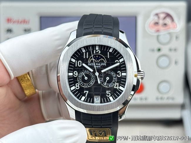 Top Réplique Patek Philippe Aquanaut 5261 Cadran Noir par PPM Factory, Réplique exacte de 128 g — luxury replica watch guide | Watch Replica Expert