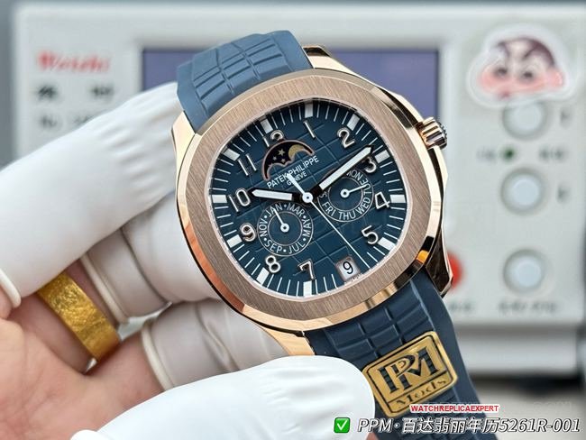PPM factory top-tier replica watch Patek PhilippeAquanautblue dial5261front live photo