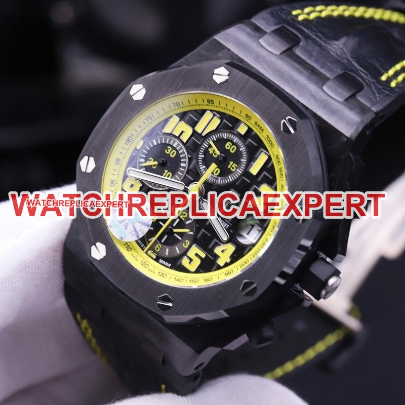 JF Audemars Piguet 26176FO Carbon Fiber 42mm Diameter 3126 Movement Replica Men's Watch Review Front View